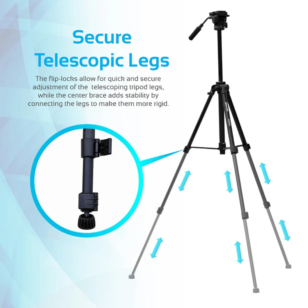 Promate Professional Aluminum Tripod with 3-Way Precession Head in Qatar Promate Professional Aluminum Tripod with 3-Way Precession Head in Qatar
